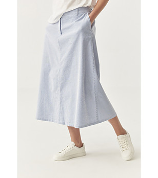 Синя памучна пола на ситно райе Amisa снимка