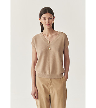 Плетена блуза в бежово Jagoda снимка