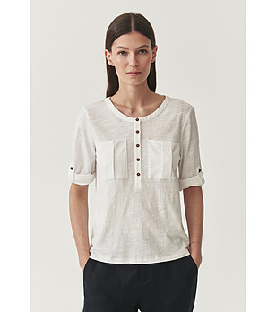 Бяла блуза с копчета и памук Emelia снимка