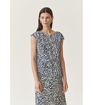 Тъмносиня дамска блуза с флорален принт Talita снимка