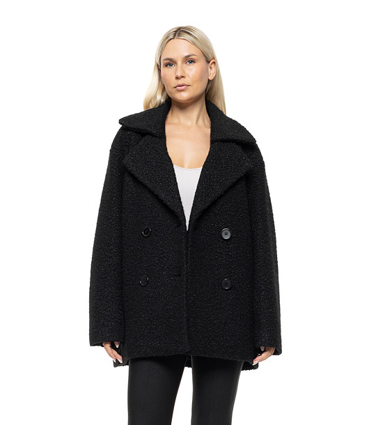 Черно дамско палто с копчета Gia снимка