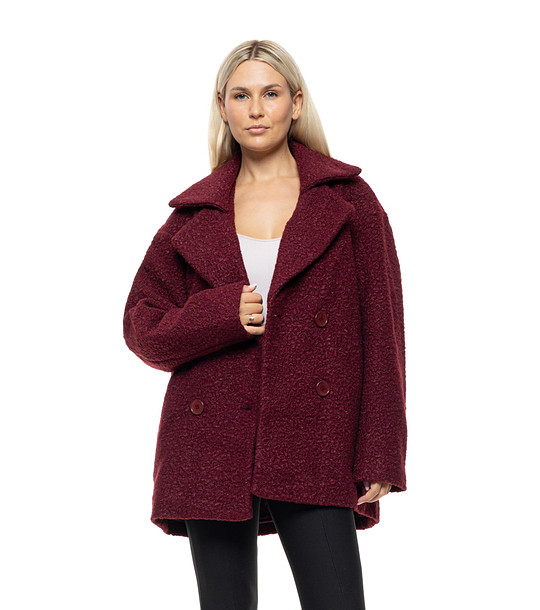 Бордо палто с широка яка Gia снимка