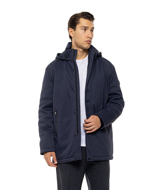 Тъмносиньо мъжко яке с качулка Hedeon снимка