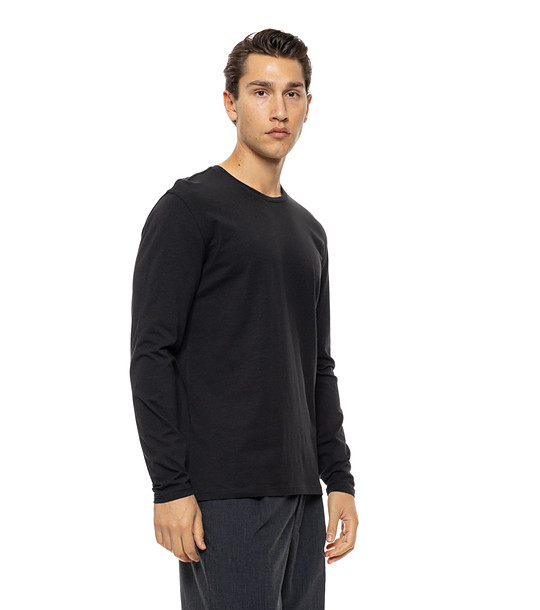 Черна памучнa мъжка блуза с дълъг ръкав Laro снимка