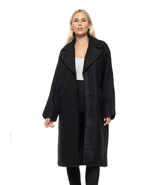 Черно меко дамско палто Sarifa снимка