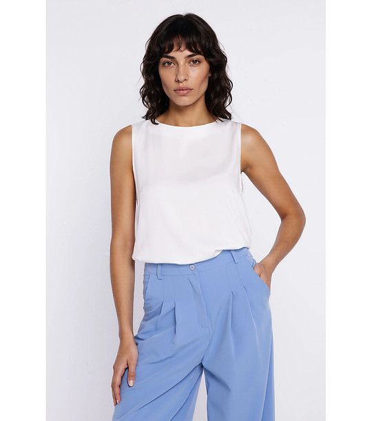 Екрю блуза без ръкави снимка