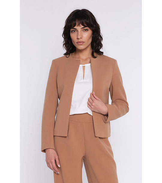 Сако в цвят карамел без закопчаване снимка
