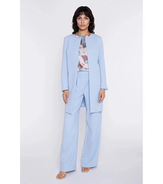 Светлосиньо дълго сако без закопчаване снимка