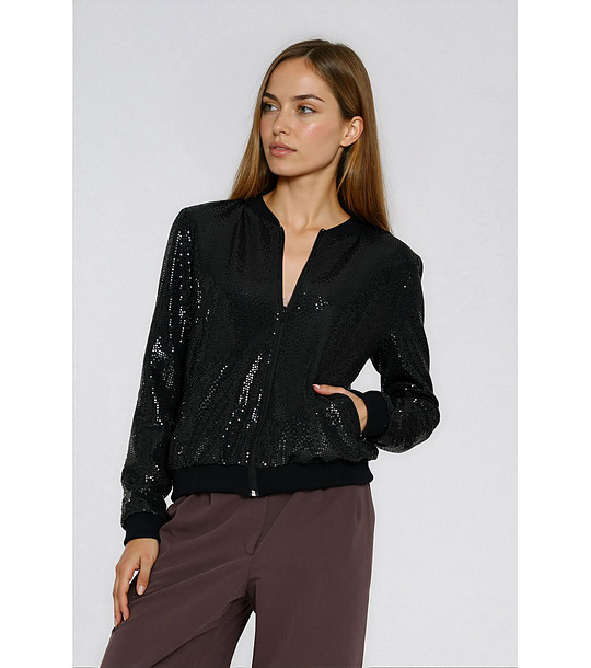 Черен суитшърт с лъскав ефект снимка