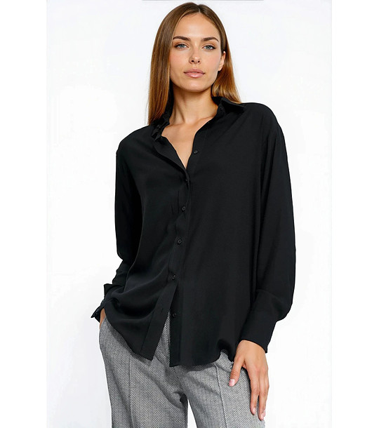 Черна риза с дълъг ръкав снимка