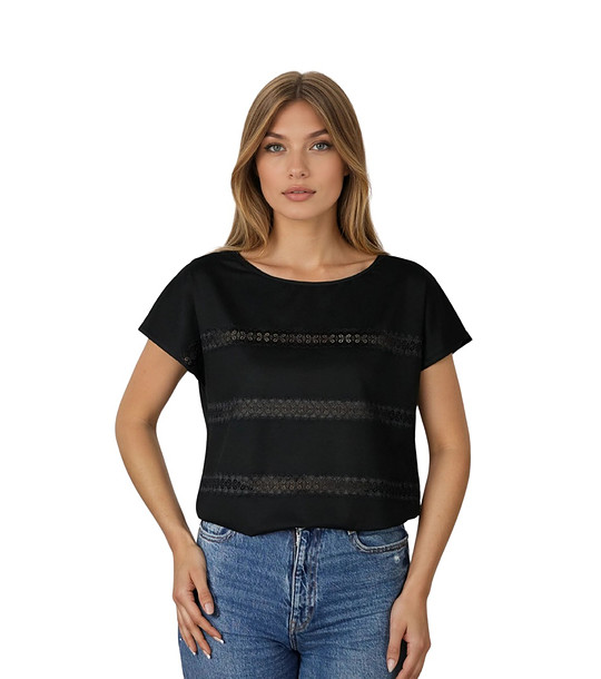 Черна блуза с къс ръкав SASANA снимка