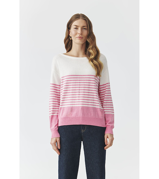 Дамски розов пуловер на райета Rachela снимка