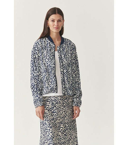 Тъмносиньо пролетно-лятно яке с принт на листа Sini снимка