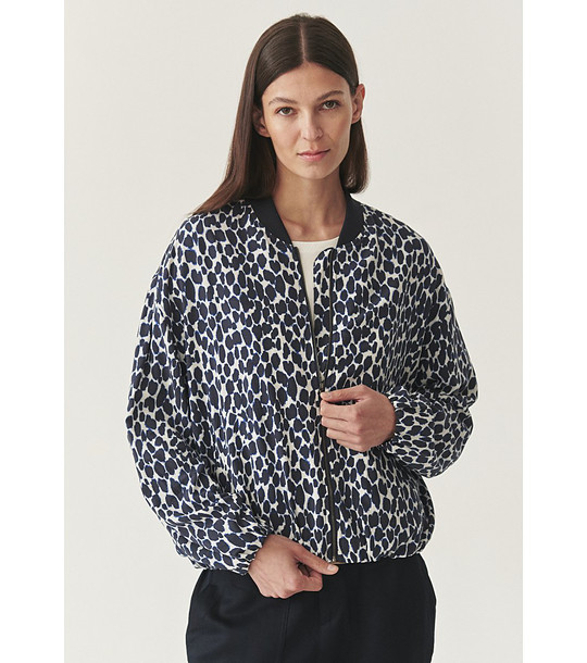 Тъмносиньо яке тип бомбър с щампа Abena снимка