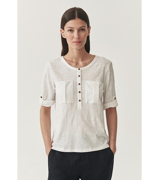 Бяла блуза с копчета и памук Emelia снимка