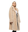 Бежово дълго пухкаво палто Zita-1 снимка