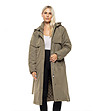 Дамско дълго яке в каки с качулка Emala-1 снимка