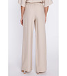 Бежов панталон с широки крачоли и колан-1 снимка