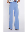 Син дамски панталон с широк крачол-1 снимка
