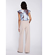Бежов панталон с висока талия и широк крачол-3 снимка