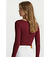 Бордова блуза с дълъг ръкав IRMA в макси размери-1 снимка