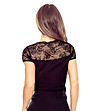 Черна блуза с къс ръкав и дантела TOSHI-1 снимка