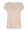 Светлобежова блуза с V-образно деколте Varina -4 снимка
