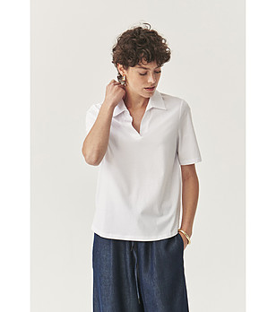 Памучна дамска бяла блуза Lola снимка