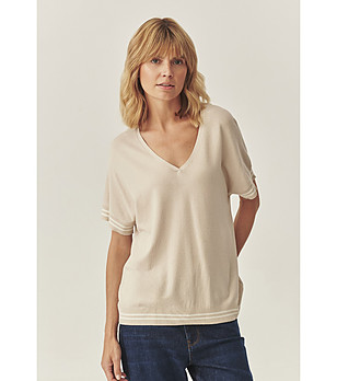 Дамска плетена блуза в светъл бежов цвят Doreen снимка