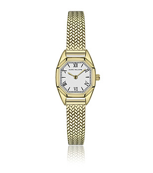 Дамски златист часовник с бял матов циферблат снимка