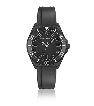 Мъжки черен часовник с черна силиконова каишка снимка