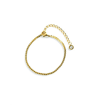 Дамска златиста гривна от неръждаема стомана с кристална висулка снимка