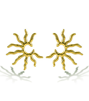 Златисти обеци тип слънце от неръждаема стомана снимка