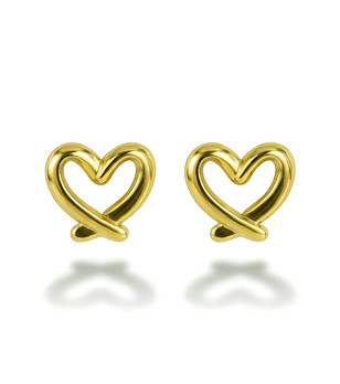 Златисти обици във форма на сърце снимка