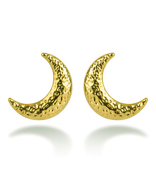 Златисти обеци полумесец с релефна повърхност от неръждаема стомана снимка