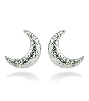 Сребристи обеци полумесец от неръждаема стомана снимка