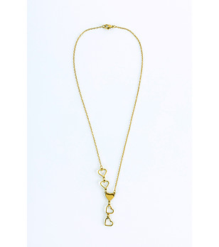 Дамско златисто колие с висящи сърца снимка