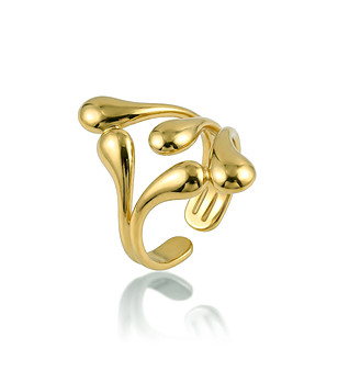 Златист пръстен от неръждаема стомана с абстрактна форма снимка