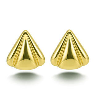 Златисти обеци тип копче от неръждаема стомана снимка