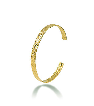 Златиста дамска гривна маншет с релефна текстура снимка