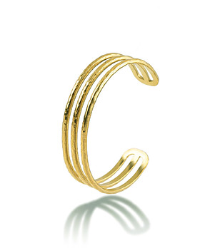 Дамска златиста твърда отворена гривна снимка