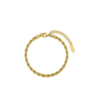 Дамска златиста гривна с усукана верижка снимка