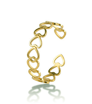 Златиста дамска гривна с отвори във форма на сърца снимка