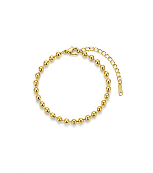 Дамска златиста гривна с метални топчета снимка