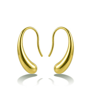 Златисти обеци от неръждаема стомана с кукичковиден дизайн снимка