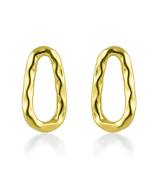 Златисти обеци от неръждаема стомана с вълнообразна форма снимка