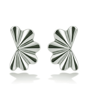 Сребристи обеци от неръждаема стомана с релефна форма снимка