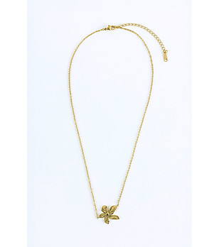 Дамско златисто колие с цвете снимка