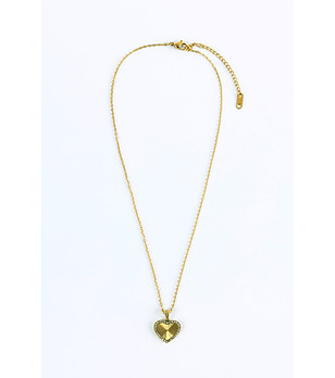 Златисто колие от неръждаема стомана с висулка сърце снимка