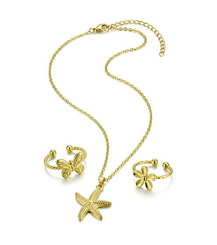 Златист дамски комплект бижута от неръждаема стомана с морска звезда снимка